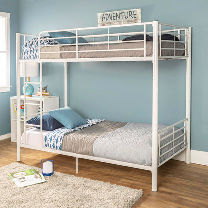 Walker Edison Elodie Urban Industrial Twin over Twin Metal Bunk Bed, Twin over Twin, White