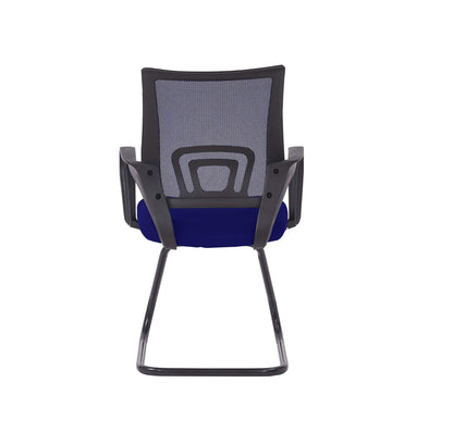 Mahmayi 69001C Mesh Visitors Chair with Fixed Arms- Breathable Mesh Backrest, Comfortable Fabric Seat, Sturdy Cantilever Base for Guest Seating in Office and Reception Areas (Blue, Visitor Chair)