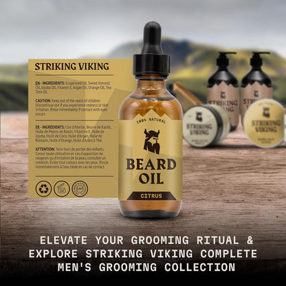 Vanilla Beard Oil (Large 2 oz.) - 100% Natural Beard Conditioner with Organic Tea Tree, Argan, and Jojoba Oil with Vanilla Scent - Softens, Smooths, and Strengthens Beard Growth by Striking Viking