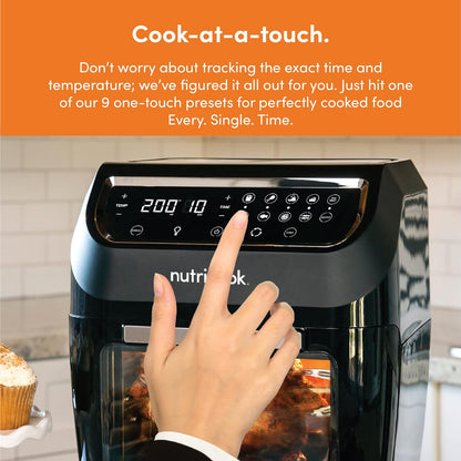 Nutricook Air Fryer Oven, 1800 Watts, Digital/One Touch Control Panel Display, 8 Preset Programs, 12 Liters, Black