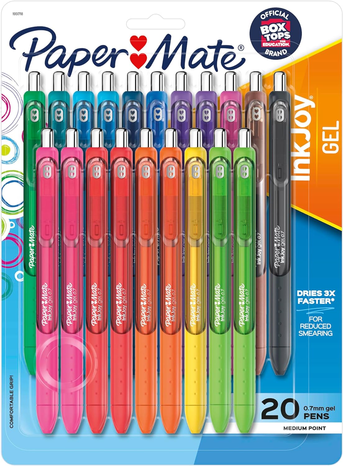 Paper Mate Inkjoy Gel Retractable Pen, 0.7Mm, Ink, Pack Of 14, Assorted (1951636)