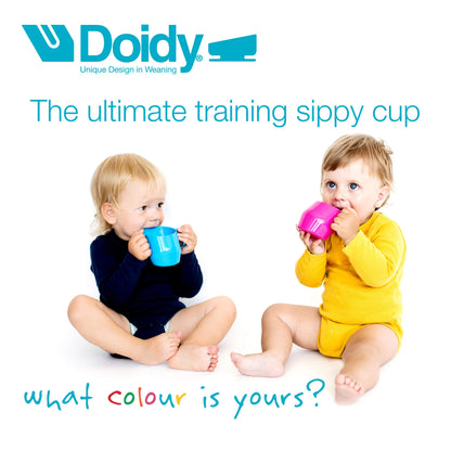 Doidy Cup - Training Sippy Cups for Toddler Cup & Babies - Unique Slanted Design Two Handles Baby Cup - Great Weaning Cup for Milk, Water & Juice - Use from 3-6 Months to Toddler (Purple)