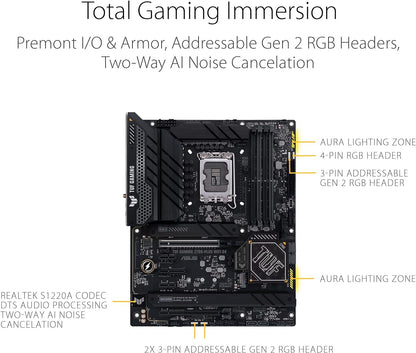 ASUS TUF Gaming Z790-Plus WiFi LGA 1700(Intel®12th&13th Gen) ATX Gaming Motherboard(PCIe 5.0,DDR5,4xM.2 Slots,16+1 DrMOS,WiFi 6,2.5Gb LAN,Front USB 3.2 Gen 2 Type-C®,Thunderbolt 4(USB4),Aura RGB)