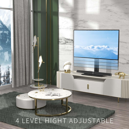 Hemudu Universal Swivel TV Stand/Base Table Top TV Stand for 21 to 55 inch TVs with 90 Degree Swivel, 4 Level Height Adjustable, Heavy Duty Tempered Glass Base, Holds up to 45kgs, HT02B-002