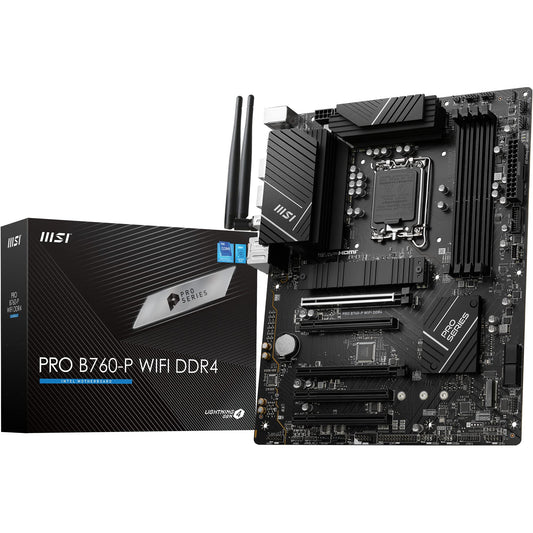 MSI PRO B760-P WIFI DDR4 Motherboard, ATX - Supports Intel 12th & 13th Gen Core Processors, LGA 1700 - DDR4 Memory Boost 5333+MHz/OC, PCIe 4.0 x16 Slots, M.2 Gen4 Slots, 2.5G LAN, Wi-Fi 6E