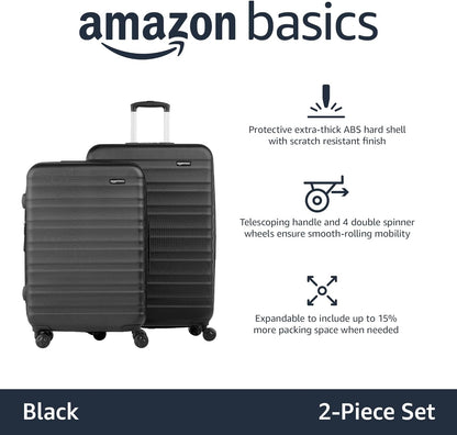 Amazon Basics 3-Piece Set Hardside Spinner- 20/24/28 Inch (50/60/71 cm) Material: ABS, Orange