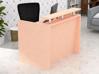 Mahmayi REC-2 Designer Reception Desk For Office Space, Front Office Desk (White-Coco Bolo)