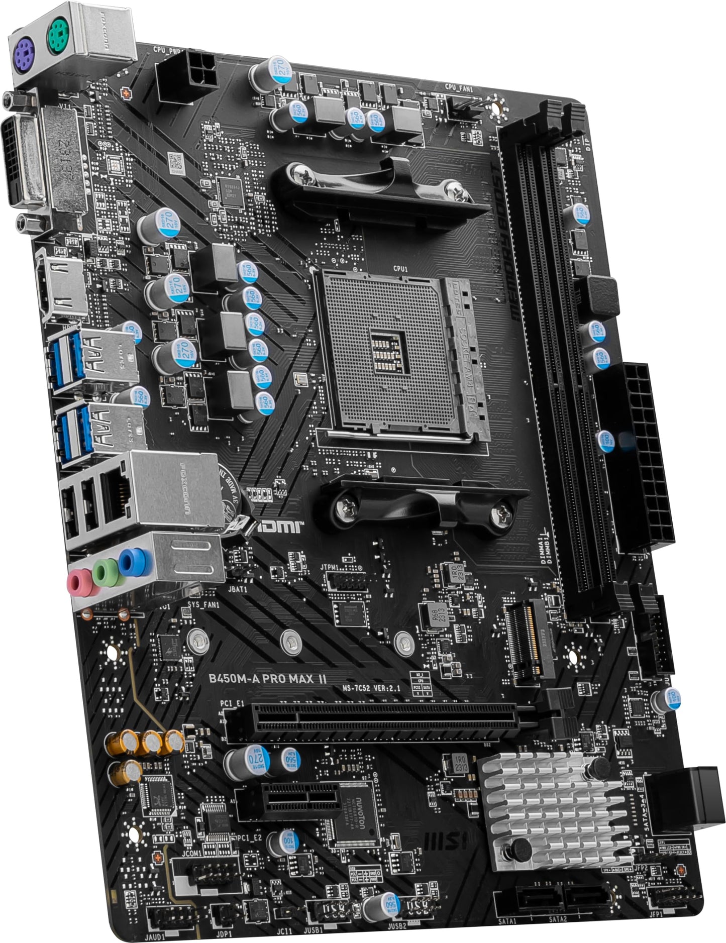 MSI B450M-A PRO MAX II ProSeries Motherboard (mATX, Supports AMD 5000/4000/3000/2000/1000 Series AM4 Processors, M.2, SATA 6G, USB 3.2 Gen 1, DDR4, HDMI/DVI, 2.5Gbps LAN)