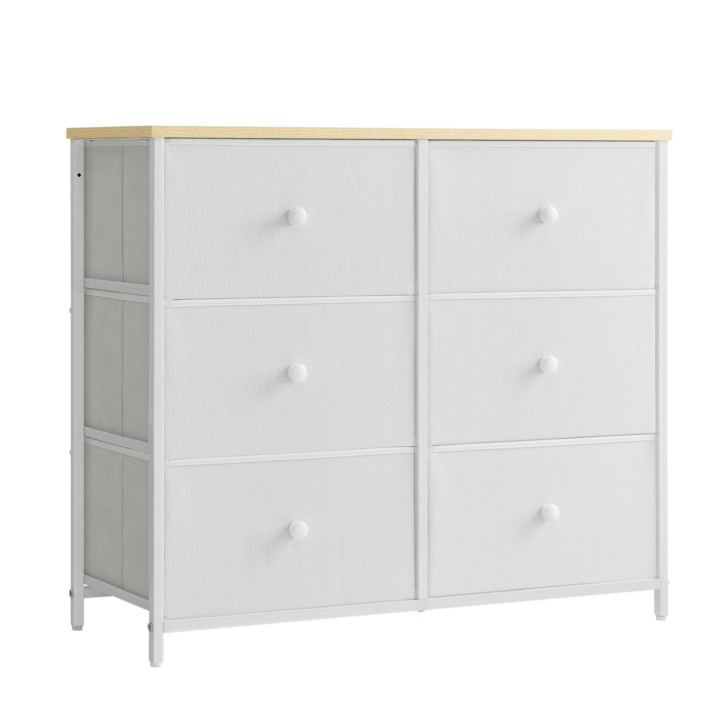 SONGMICS Dresser for Bedroom, Chest of Drawers, 6 Drawer Dresser, Closet Fabric Dresser with Metal Frame, Wooden Top and Front, Brown and Black ULGS23H