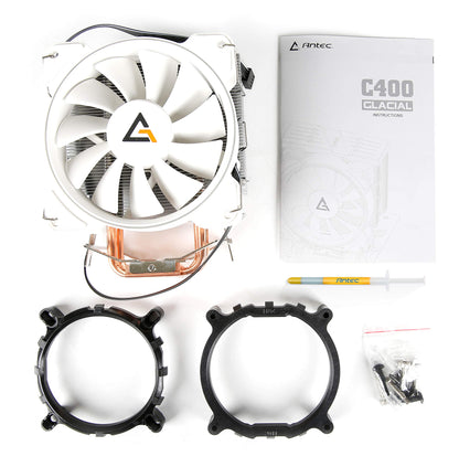 Antec CPU Cooler, A400 RGB, 4-Pin Connector PWM Silent Fan for Intel LGA 775/1150 / 1151/1155 / 1156/1366 / 2011/2066 & AMD Socket FM2 / FM1 / AM3+ / AM3 / AM2 + / AM2 / AM4