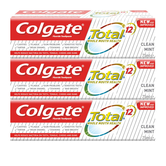 Colgate Total Clean Mint Toothpaste 12 Hour Protection - 3 X 75 ml