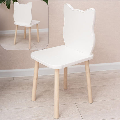 135- Kids Wooden Table and Chair Set Kids Play Table with 1 Chair 1 Pieces Kids Round Table for Toddler Girls Boys White Kids Furniture for Kids Room Classroom White