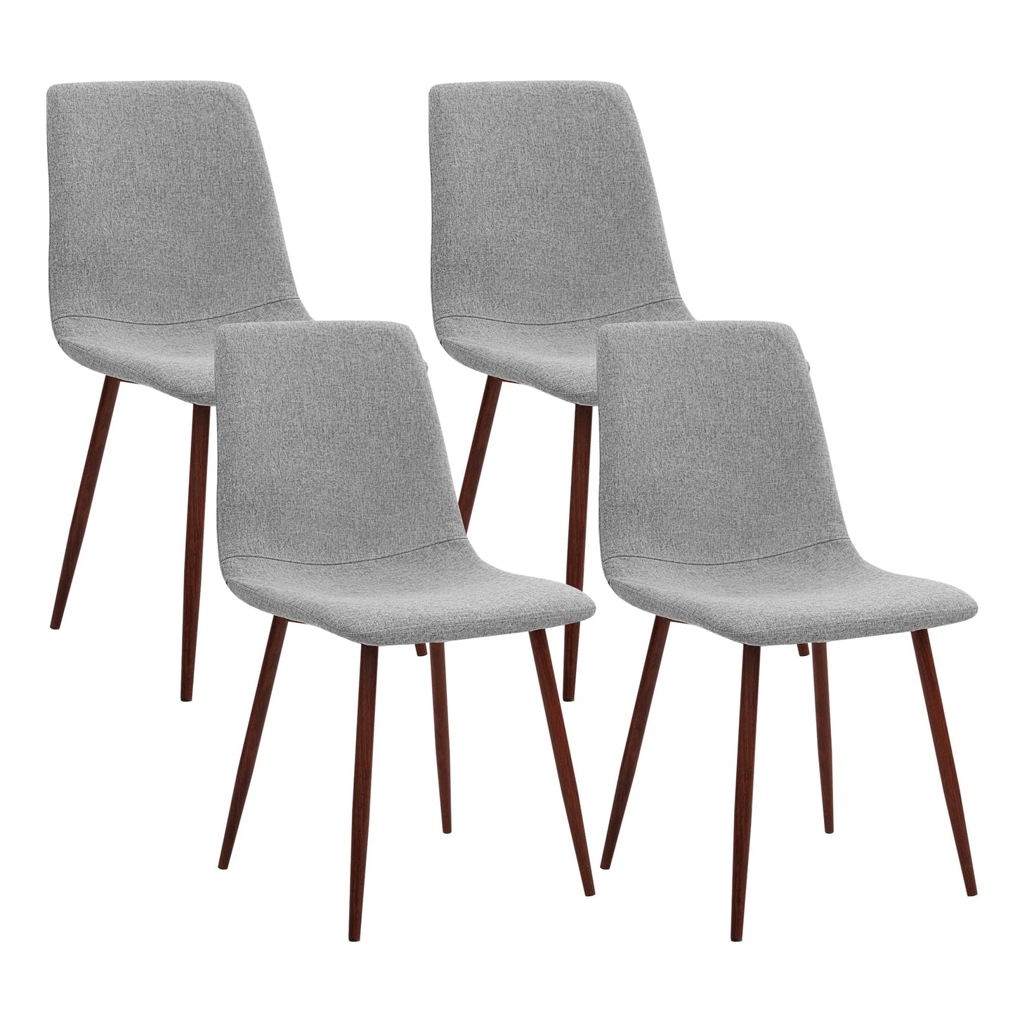 CangLong Washable PU Cushion Seat Back, Mid Century Metal Legs for Kitchen Dining Room Side Chair, 4 pcs pack, Brown 4