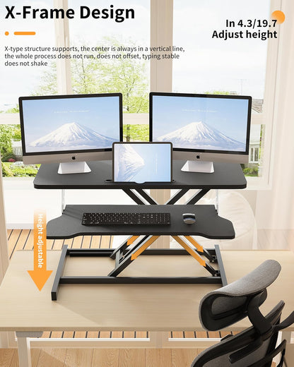 OUUTMEE Standing Desk Table Top Silent Lift Up Desk Desks and workstations Work Table Top Size 73 x 47cm Lifting Range 6-40cm Gas Pressure Lift Table Gentle Black