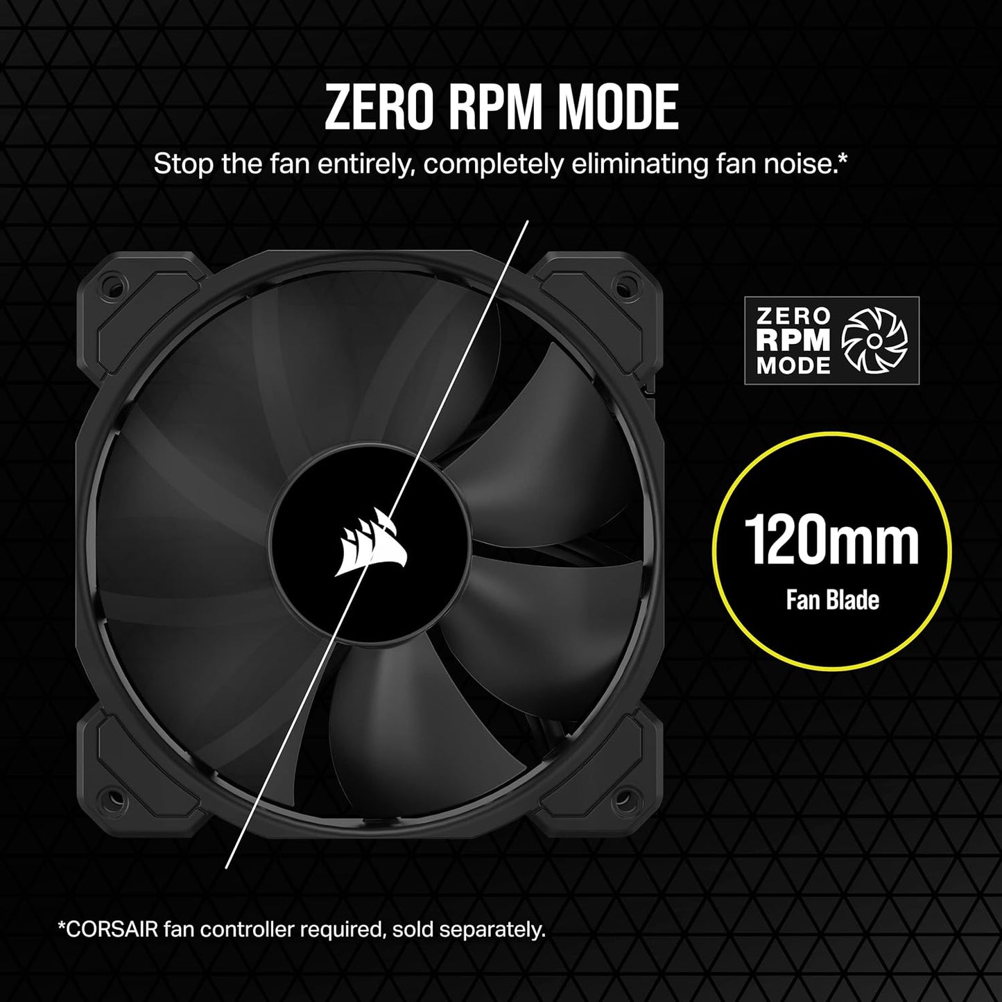 Corsair SP120 Elite, 120mm PWM Hydraulic Bearing Case Fan with CORSAIR AirGuide Technology - Low-Noise, 24.7 dBA, Fan Speeds from 300 RPM - 1,300 RPM, 45.4 CFM, Single Pack - Black