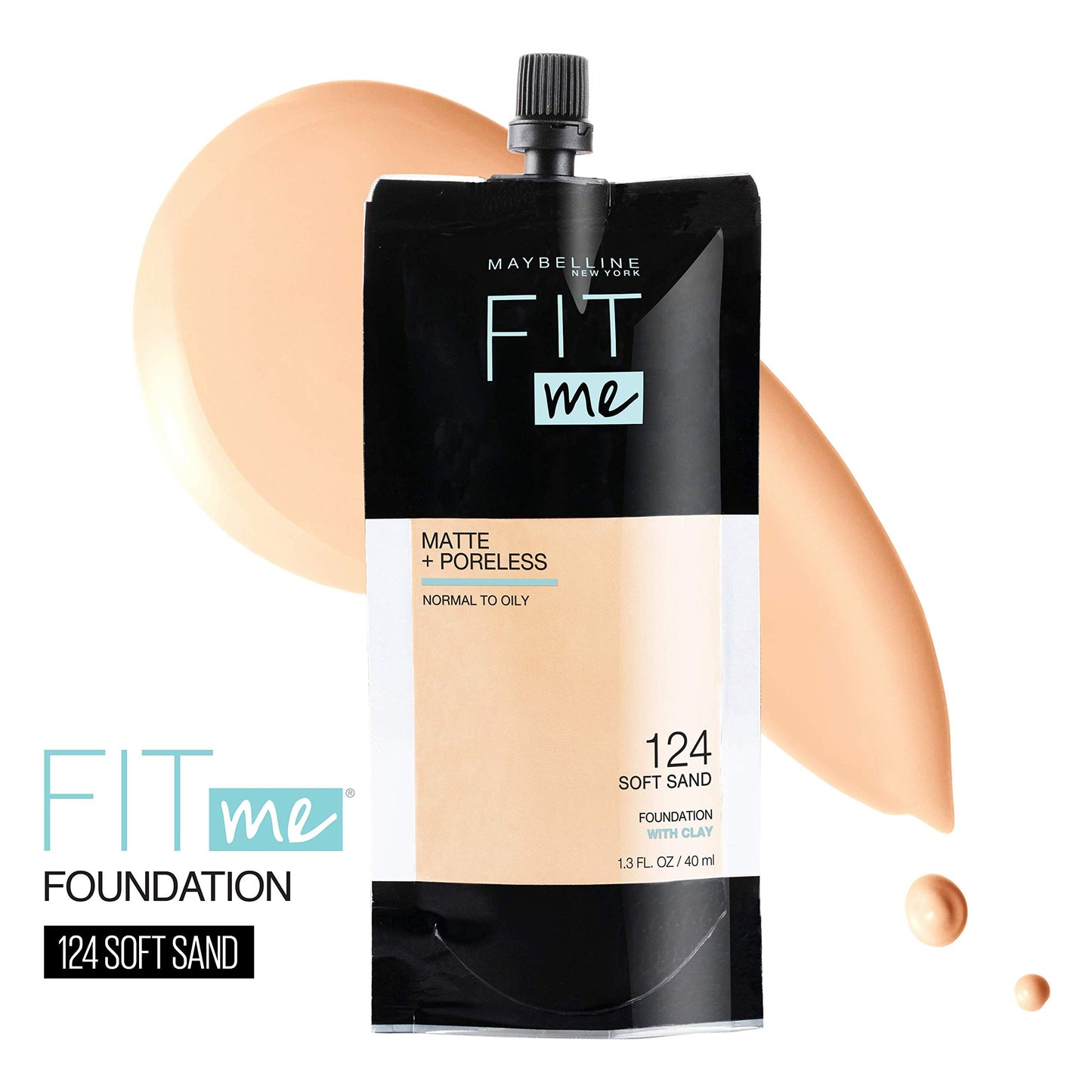 Maybelline Fit Me Matte + Poreless Liquid Oil-Free Foundation Makeup, Soft Tan, 1 Count (Packaging May Vary)