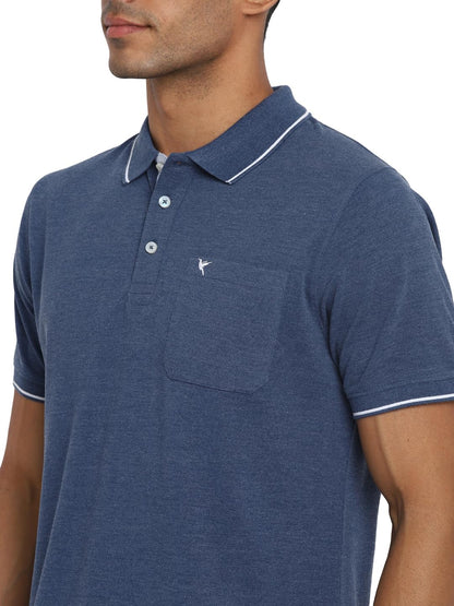 Deniklo Men's Polo Collar T-Shirt with Pocket & Logo DK 225