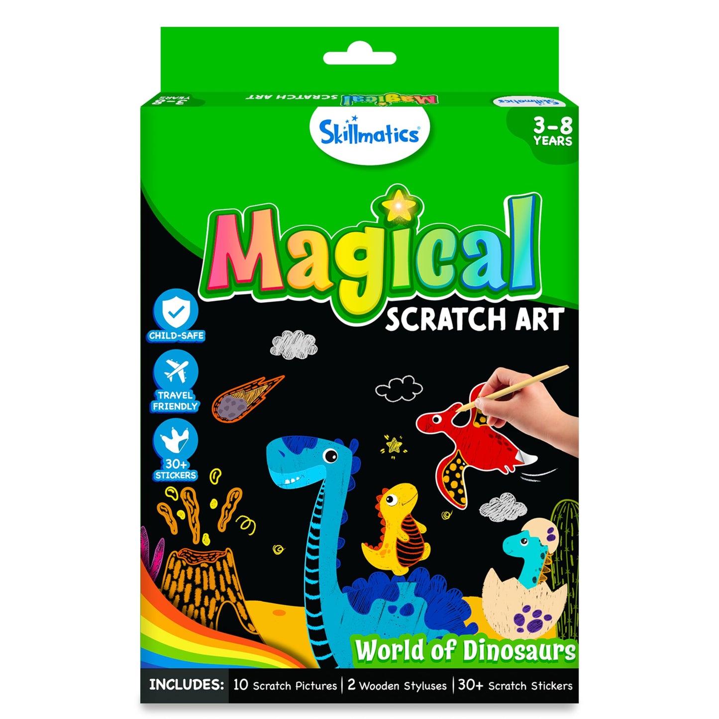 Skillmatics Magical Scratch Art Book for Kids - Unicorns & Princesses, Craft Kits & Supplies, DIY Activity & Stickers, Gifts for Toddlers, Girls & Boys Ages 3, 4, 5, 6, 7, 8, Travel Toys