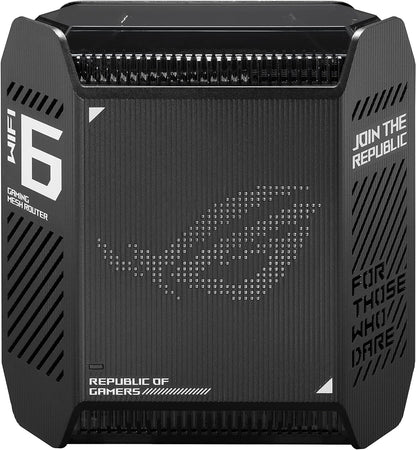 ASUS ROG Rapture GT6 (2PK) Tri-Band WiFi 6 Gaming Mesh WiFi System, Covers up to 5,800 sq ft, 2.5 Gbps Port, Triple-Level Game Acceleration, UNII 4, Free Lifetime Internet Security - Black