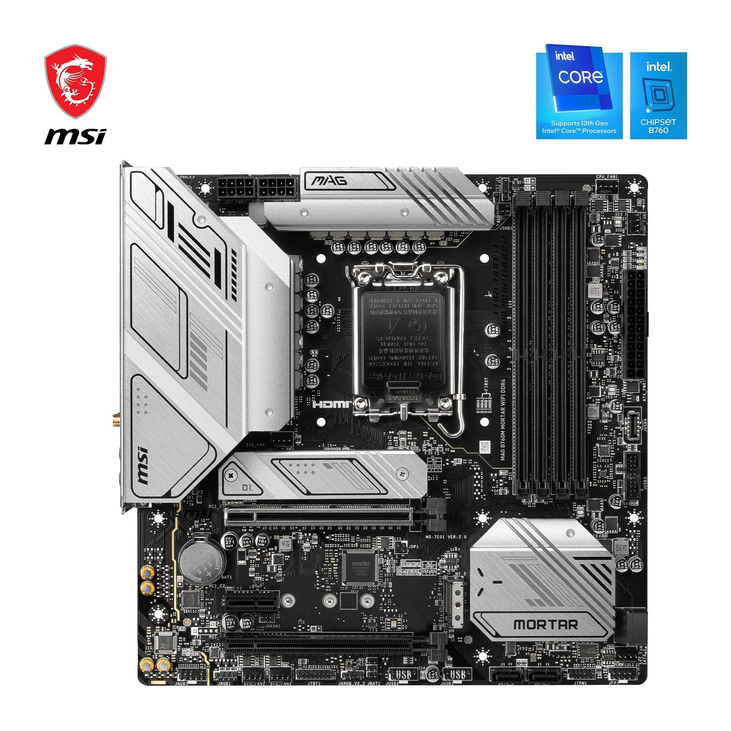 MSI PRO B760-P WIFI DDR4 Motherboard, ATX - Supports Intel 12th & 13th Gen Core Processors, LGA 1700 - DDR4 Memory Boost 5333+MHz/OC, PCIe 4.0 x16 Slots, M.2 Gen4 Slots, 2.5G LAN, Wi-Fi 6E