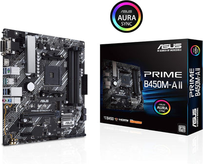 Asus Prime B450M-A Ii Amd Am4 (Ryzen 5000, 3Rd/2Nd/1St Gen Ryzen Micro Atx Motherboard (128GB DDR4, 4400 O.C.), Nvme, Hdmi 2.0B/Dvi/D-Sub, Usb 3.2 Gen 2, Bios Flashback, And Aura Sync)