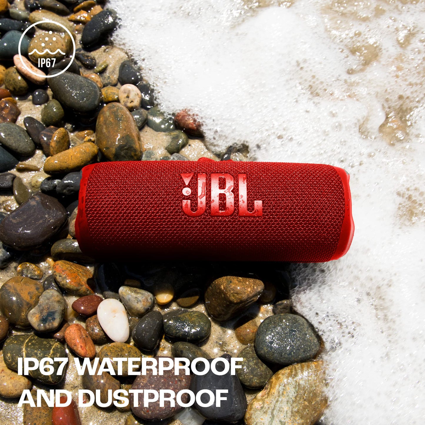 JBL Flip 6 Portable IP67 Waterproof Speaker with Bold JBL Original Pro Sound, 2-Way Speaker, Powerful Sound and Deep Bass, 12 Hours Battery, Safe USB-C Charging Protection - Red, JBLFLIP6RED