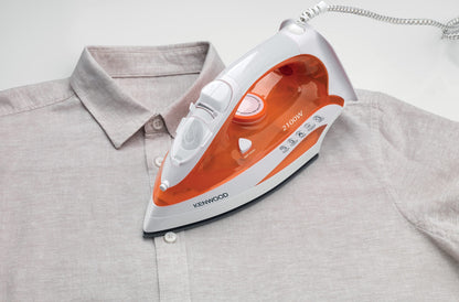 Kenwood Steam Iron 2100W With Ceramic Soleplate, Anti-Drip, Self Clean, Continuous Steam, Burst, Spray Function Stp50.000Wo White/Orange