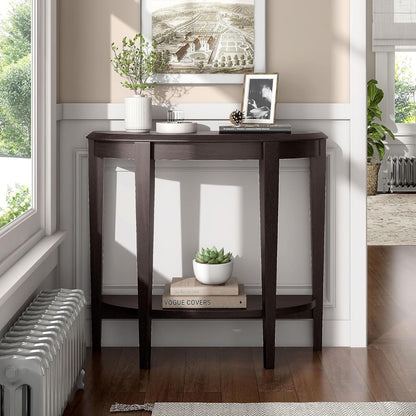 HOMES: Inside + Out Payne Contemporary 2-Shelf Half Round Sofa Tables, Display Entry Console for Living Room, Hallway, Entryway, Cappuccino