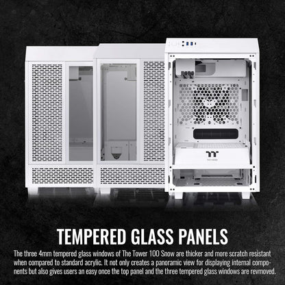 Thermaltake Tower 100 Black Edition Tempered Glass Type-C (Usb 3.1 Gen 2) Mini Tower Computer Chassis Supports Mini-Itx Ca-1R3-00S1Wn-00