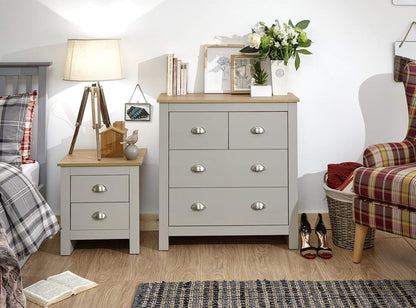 Lancaster Grey or Cream Bedroom Sets 3 or 4 Piece - Wardrobe Chest Bedside Desk