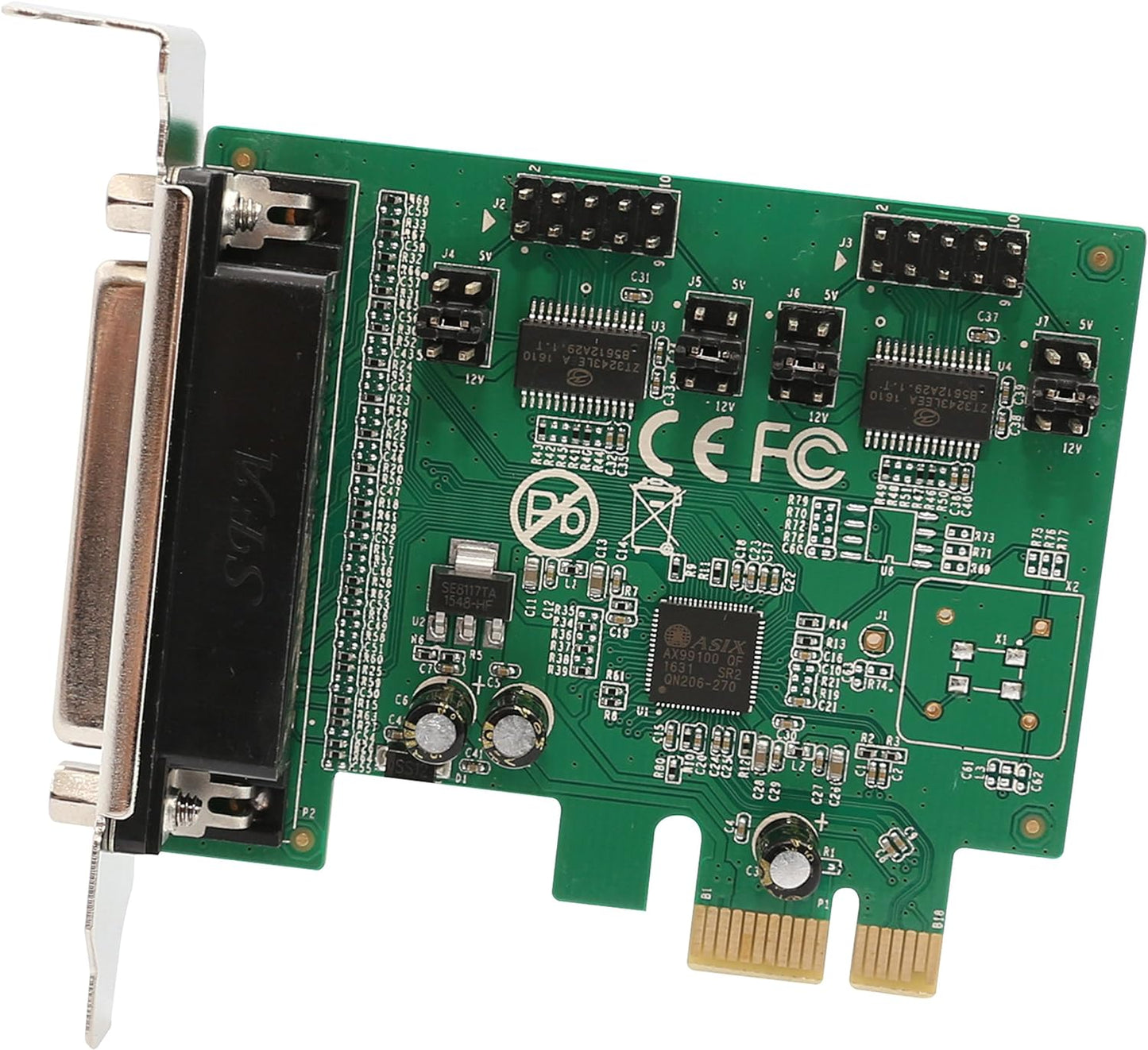 I/O Crest 2 Port Serial COM DB9 RS-232 and 1 Port DB25 Printer Lpt1 Port PCI-E 1.0 X1 Card WCH382 Chipset