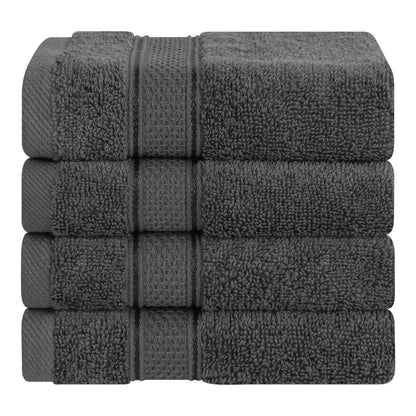 American Soft Linen Bath Linen Sets, 4 Pack Bath Linen Sets for Your Bathroom, Salem Luxury 100% Turkish Soft Twist Cotton, 13 x 13 inches Premium Quality Bath Linen Sets, Black