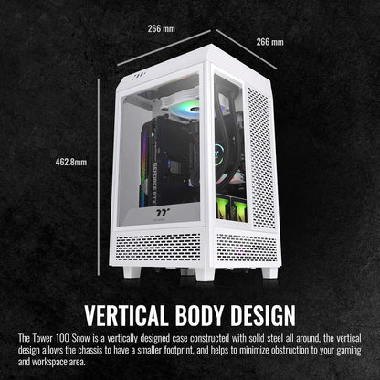 Thermaltake Tower 100 Black Edition Tempered Glass Type-C (Usb 3.1 Gen 2) Mini Tower Computer Chassis Supports Mini-Itx Ca-1R3-00S1Wn-00