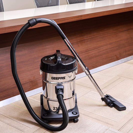 Geepas GVC2597 2-in-1 Blow and Dry Vacuum Cleaner | 2300W | Powerful Copper Motor, 23L Stainless Steel Tank - Dust Full Indicator - 2-Year Warranty