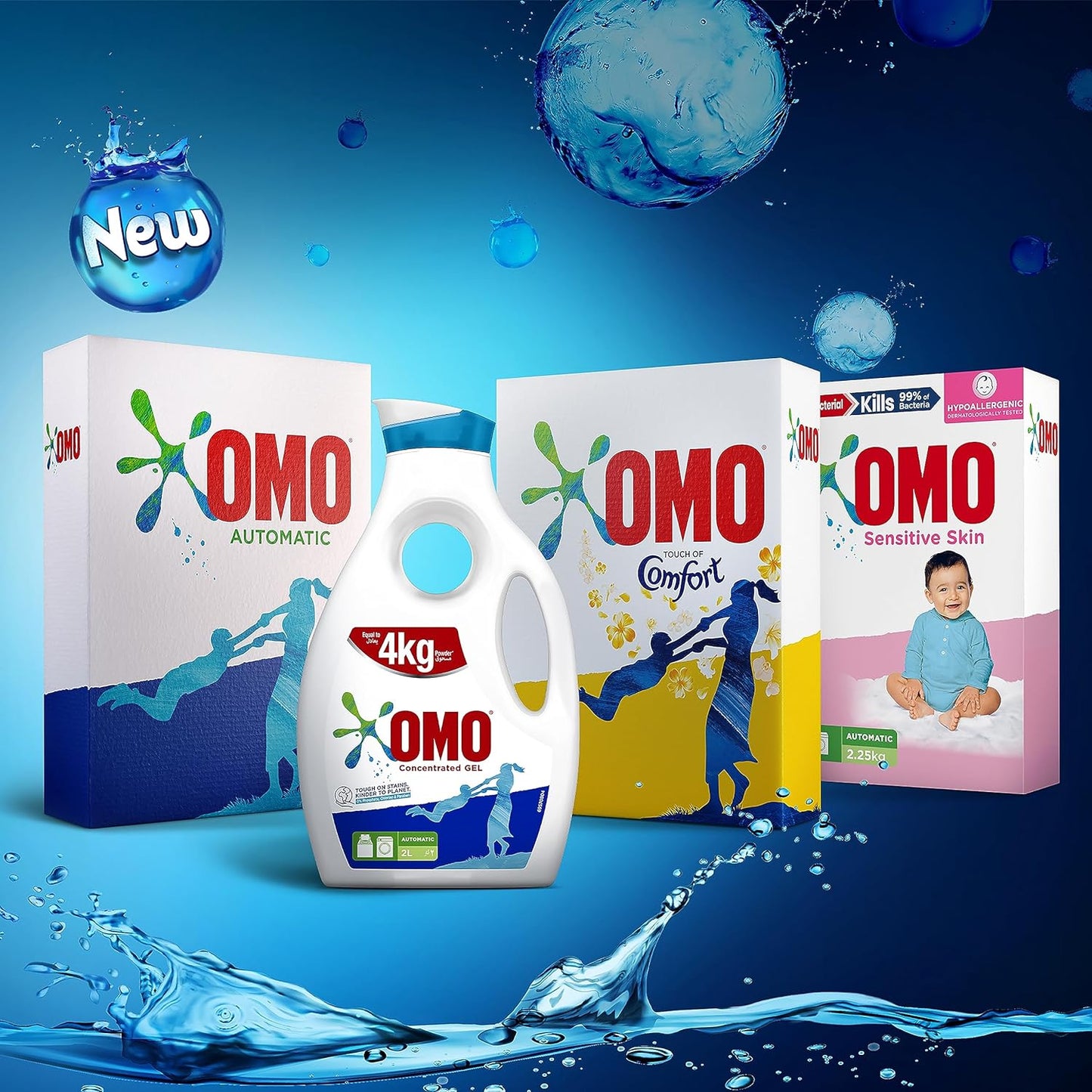 Omo Automatic Liquid Laundry Detergent, for 100% effective stain removal, 2 x 2L