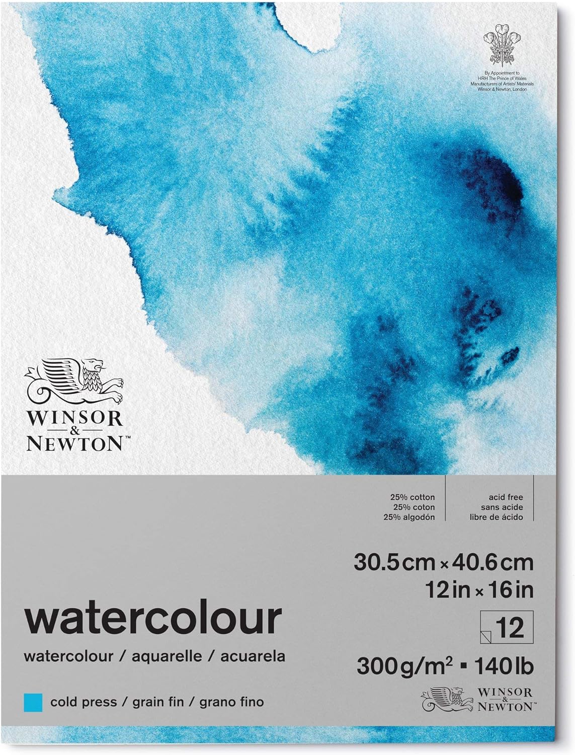 Winsor & Newton Classic Watercolour Paper Spiral Bound - 12 Sheets DIN A3, 300 g/m², Cold-Pressed, Lightly Textured White Paper in Archival Quality, Resistant to Yellowing