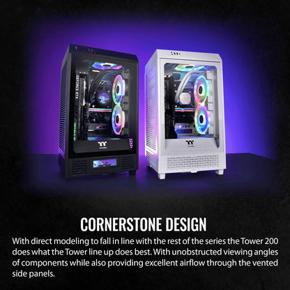 Thermaltake Tower 100 Black Edition Tempered Glass Type-C (Usb 3.1 Gen 2) Mini Tower Computer Chassis Supports Mini-Itx Ca-1R3-00S1Wn-00