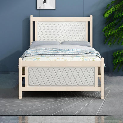 Karnak Home Brooklyn Comfortable Wooden Bed Strong And Sturdy Modern Design Bed Frame (Twin 120x190cm, White)