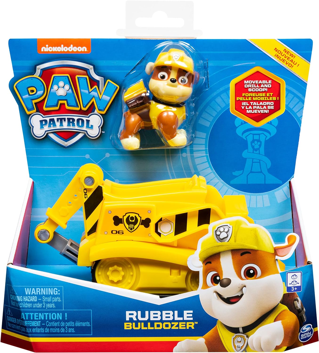 Paw Patrol Rubble'S Diggin' Bulldozer With Collectible Figure For Kids Aged 3 And Up (Multicolour)