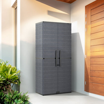 Cosmoplast Cedargrain Vertical Stoarge Tall Cabinet, Dark Grey