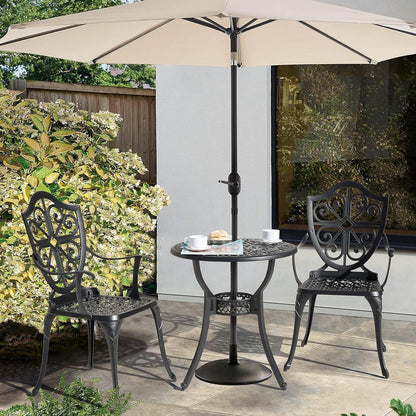 Nuu Garden Bistro Set 3 Piece Outdoor, Cast Aluminum Patio Bistro Sets with Umbrella Hole, Bistro Table and Chairs Set of 2 for Patio Backyard