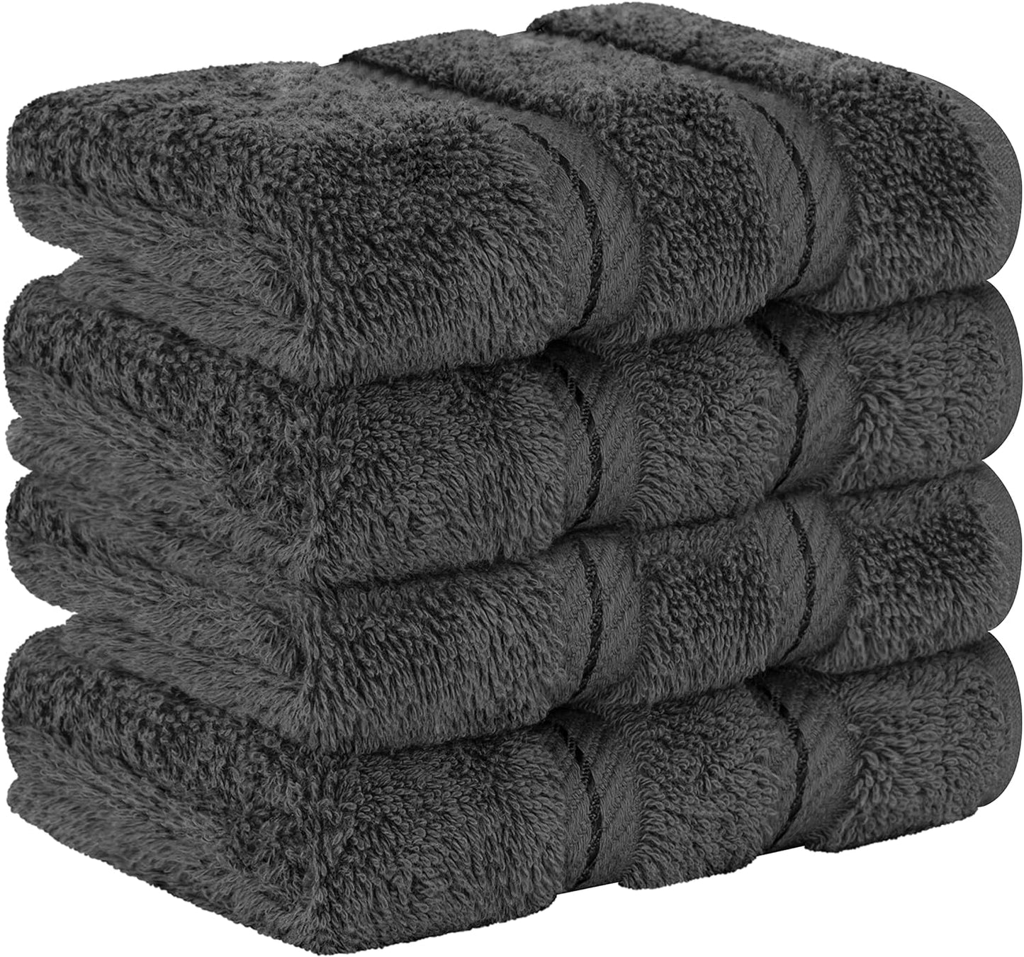 American Soft Linen Bath Linen Sets, 4 Pack Bath Linen Sets for Your Bathroom, Salem Luxury 100% Turkish Soft Twist Cotton, 13 x 13 inches Premium Quality Bath Linen Sets, Black