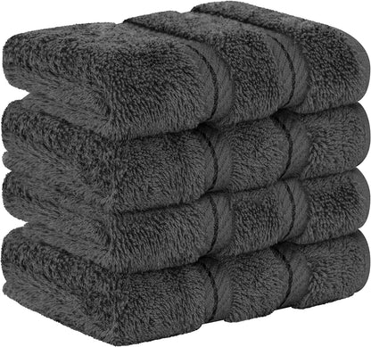 American Soft Linen Bath Linen Sets, 4 Pack Bath Linen Sets for Your Bathroom, Salem Luxury 100% Turkish Soft Twist Cotton, 13 x 13 inches Premium Quality Bath Linen Sets, Black