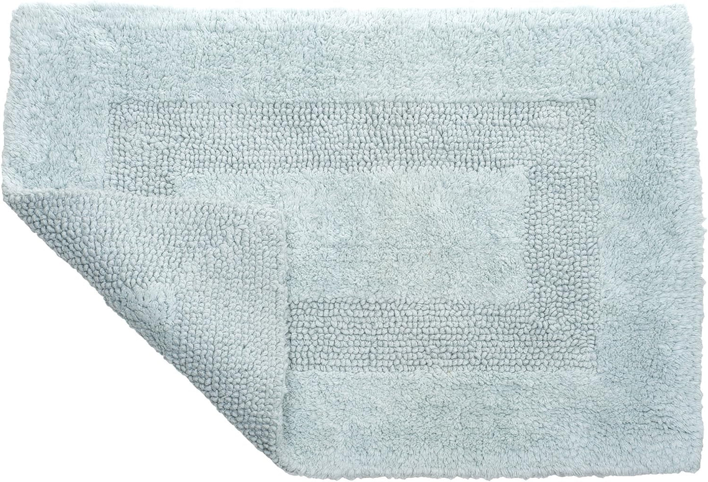 Cotton Bath Mat Set- 2 Piece 100 Percent Cotton Mats- Reversible, Soft, Absorbent and Machine Washable Bathroom Rugs By Lavish Home (White)