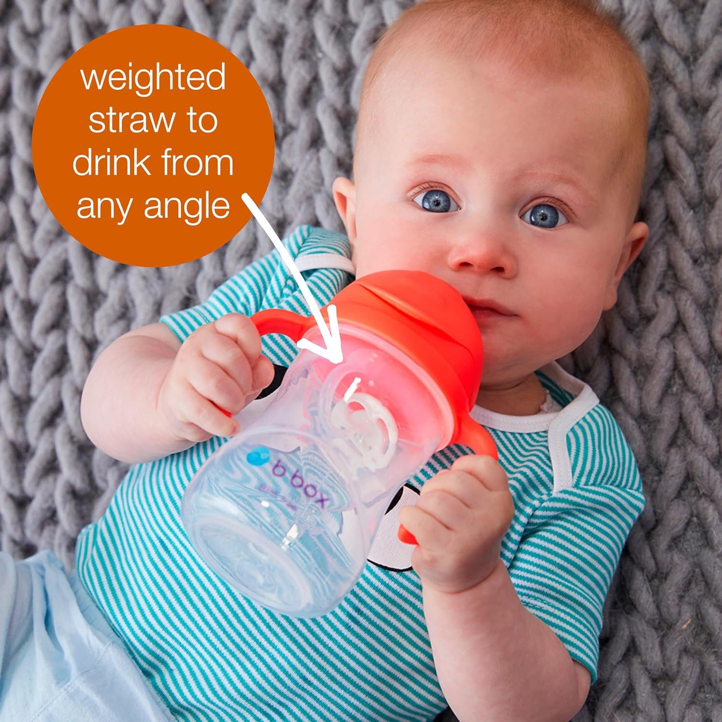 b.box Sippy Cup with Fliptop Weighted Straw, Drink from Any Angle | Spill Proof, Leak Proof & Easy Grip | BPA Free & Dishwasher Safe | Babies & Toddlers (Cherry Blossom 240ml)