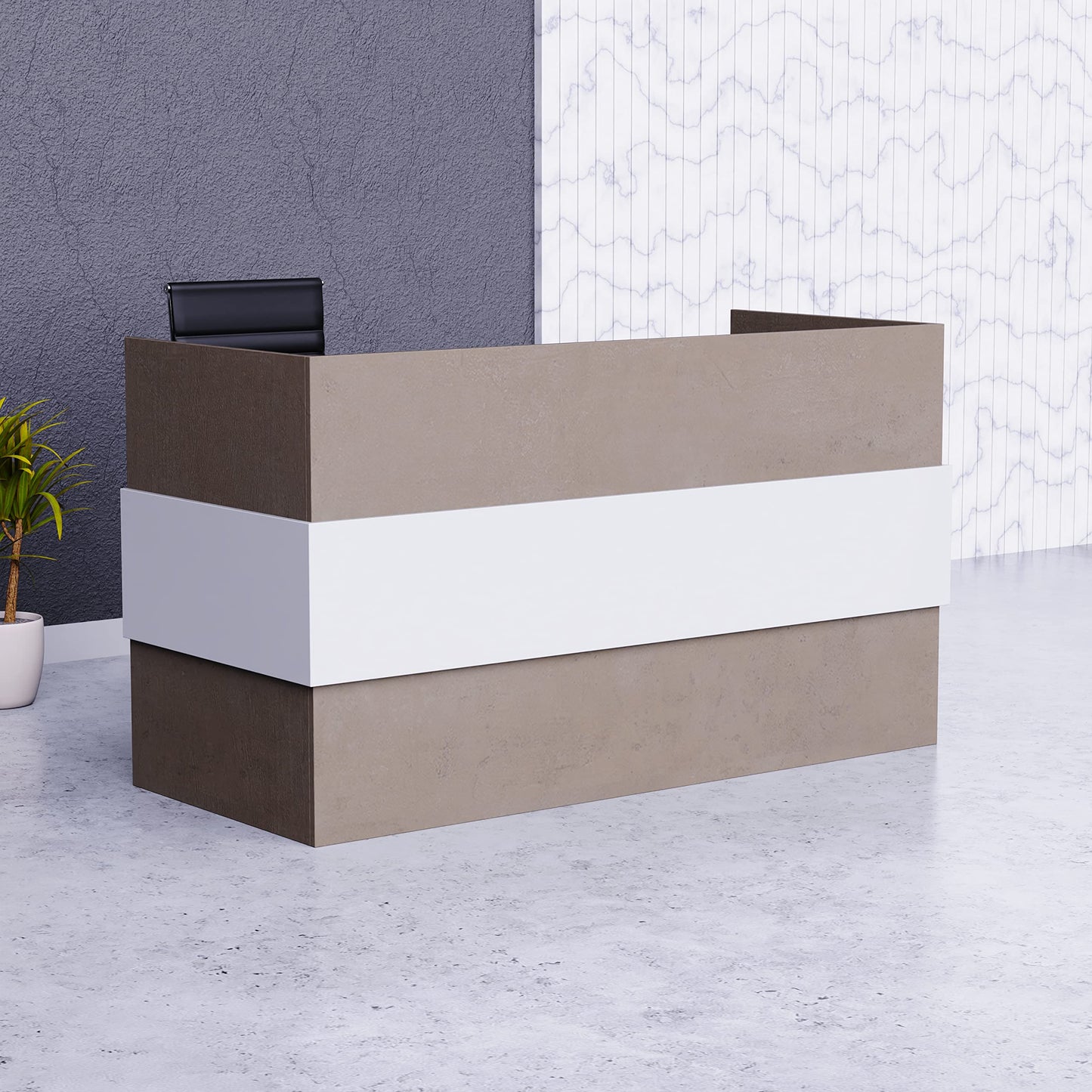 Mahmayi REC-2 Designer Reception Desk For Office Space, Front Office Desk (White-Coco Bolo)