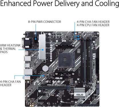 Asus Prime B450M-A Ii Amd Am4 (Ryzen 5000, 3Rd/2Nd/1St Gen Ryzen Micro Atx Motherboard (128GB DDR4, 4400 O.C.), Nvme, Hdmi 2.0B/Dvi/D-Sub, Usb 3.2 Gen 2, Bios Flashback, And Aura Sync)