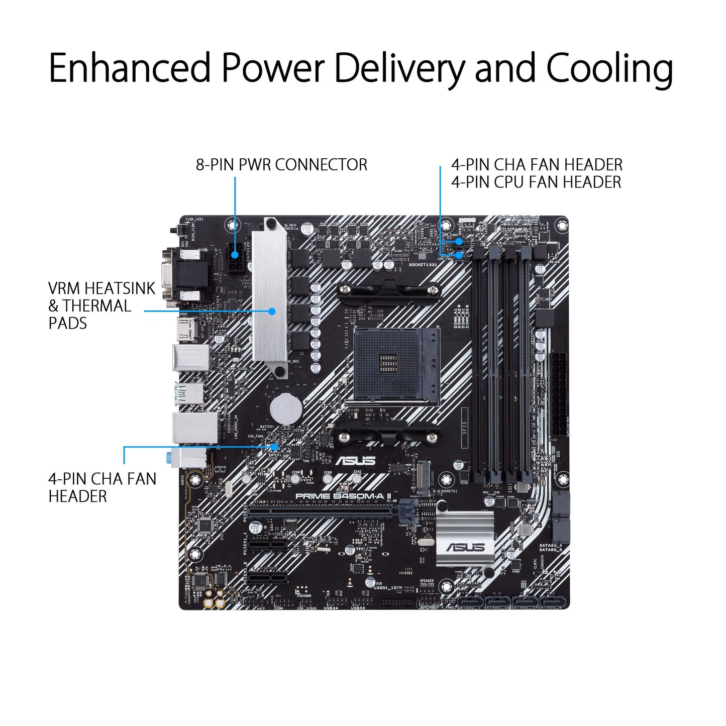 Asus Prime B450M-A Ii Amd Am4 (Ryzen 5000, 3Rd/2Nd/1St Gen Ryzen Micro Atx Motherboard (128GB DDR4, 4400 O.C.), Nvme, Hdmi 2.0B/Dvi/D-Sub, Usb 3.2 Gen 2, Bios Flashback, And Aura Sync)