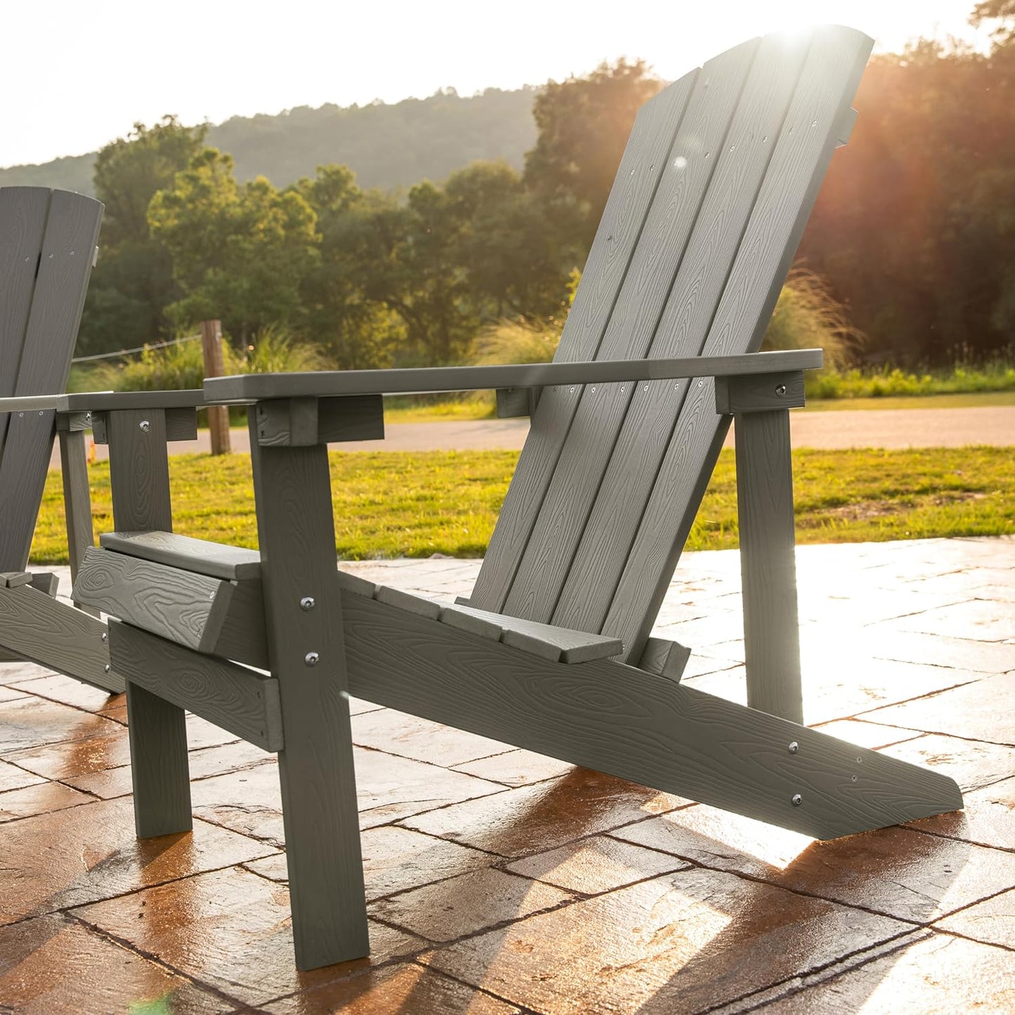 Flash Furniture Charlestown Commercial Grade Indoor/Outdoor Adirondack Chair, Weather Resistant Durable Poly Resin Deck and Patio Seating, Blue