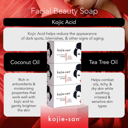 Kojie San 3 x 65G Kojie San Skin Kojic Acid Lightening Soap in Industry-leading Frustration Free Packaging